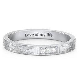 Celtic Trinity Knot Wedding Band with Accents in 925 Sterling Silver with White Premium Zirconia