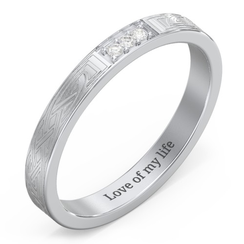 Celtic Trinity Knot Wedding Band with Accents – Sterling Silver with White Premium Zirconia