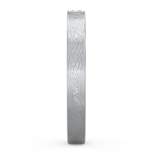 Celtic Trinity Knot Wedding Band with Accents – Sterling Silver with White Premium Zirconia