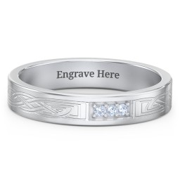 Celtic Trinity Knot Wedding Band with Accents