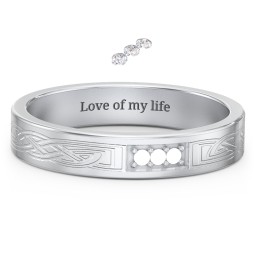 Celtic Trinity Knot Wedding Band with Accents