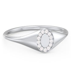 Women’s Oval Signet Ring with Accent Stones