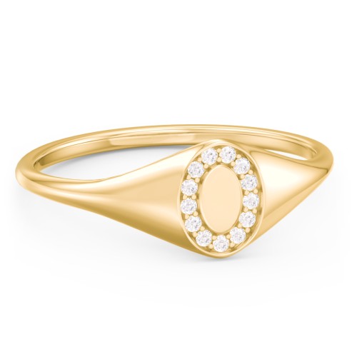Women’s Oval Signet Ring with Accent Stones
