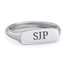 Women's Bar Signet Ring in 925 Sterling Silver