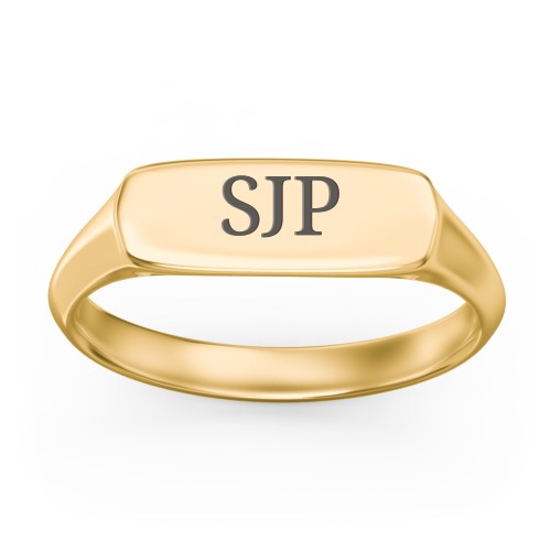 Women's Bar Signet Ring – 10K Yellow Gold
