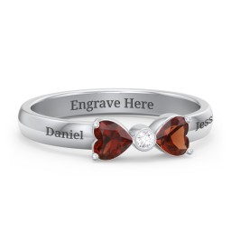 Birthstone Bow Ring with Bezeled Accent