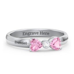 Birthstone Bow Ring with Bezeled Accent