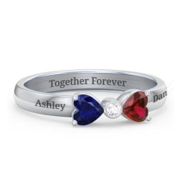 Birthstone Bow Ring with Bezeled Accent