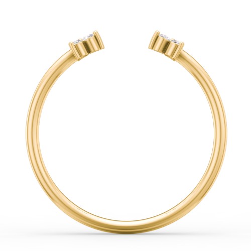 Open Cuff Ring with Accents – 18K Gold Plated Silver with White Premium Zirconia