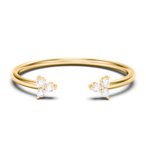 Open Cuff Ring with Accents – 18K Gold Plated Silver with White Premium Zirconia