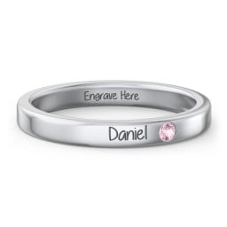 Stackable Birthstone Ring with Engraving