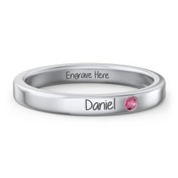 Stackable Birthstone Ring with Engraving