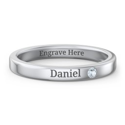 Stackable Birthstone Ring with Engraving