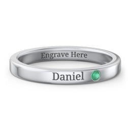 Stackable Birthstone Ring with Engraving