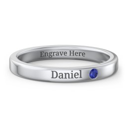 Stackable Birthstone Ring with Engraving