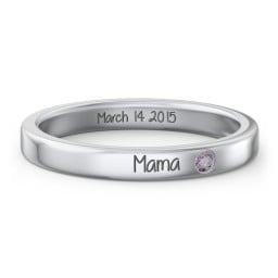 Stackable Birthstone Ring with Engraving