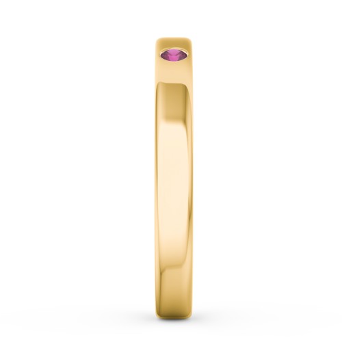 Stackable Birthstone Ring with Engraving – 10K Yellow Gold with Ruby
