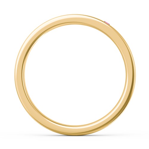 Stackable Birthstone Ring with Engraving – 10K Yellow Gold with Ruby