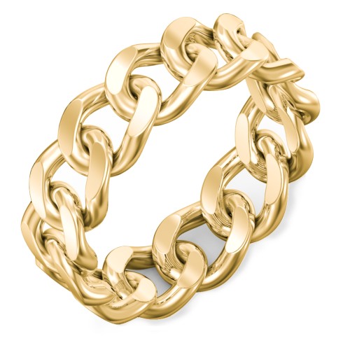 Wide Curb Link Chain Ring – 10K Yellow Gold