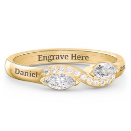 Infinity Marquise Ring with Accents in 10K Solid Yellow Gold with White Sapphire and White Premium Zirconia