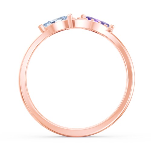 Infinity Marquise Ring with Accents – 10K Rose Gold with Aquamarine, Amethyst, and White Premium Zirconia