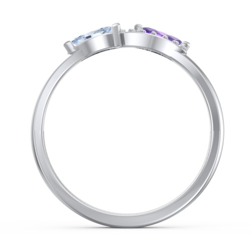 Infinity Marquise Ring with Accents – Sterling Silver with Aquamarine, Amethyst, and White Premium Zirconia