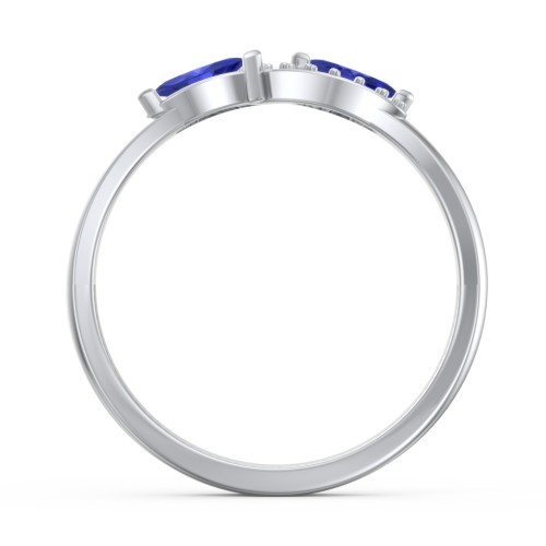 Infinity Marquise Ring with Accents – Sterling Silver with Blue Sapphire and White Premium Zirconia