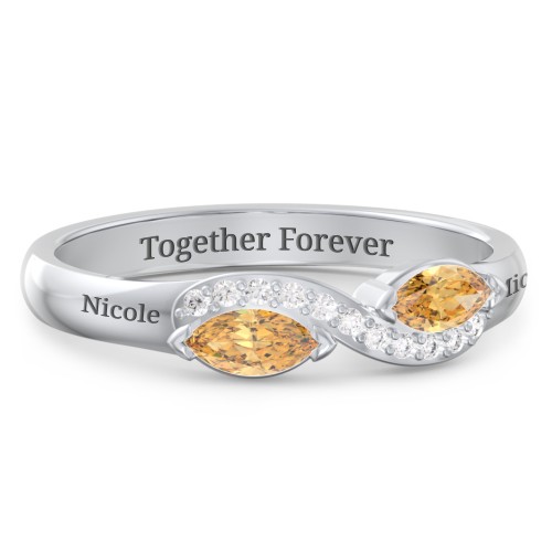 Infinity Marquise Ring with Accents – Sterling Silver with Citrine and White Premium Zirconia