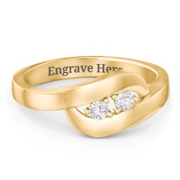 Swirl Double Birthstone Ring in 14K Solid Yellow Gold
