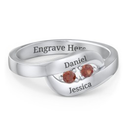 Swirl Double Birthstone Ring in 925 Sterling Silver with Garnet