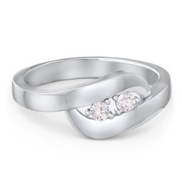 Swirl Double Birthstone Ring in 925 Sterling Silver