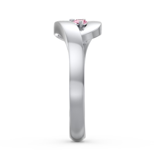 Swirl Double Birthstone Ring – Sterling Silver with Pink Tourmaline