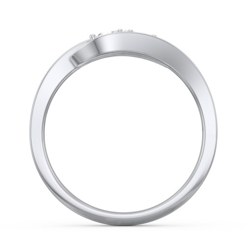 Swirl Double Birthstone Ring – Sterling Silver with Cubic Zirconia