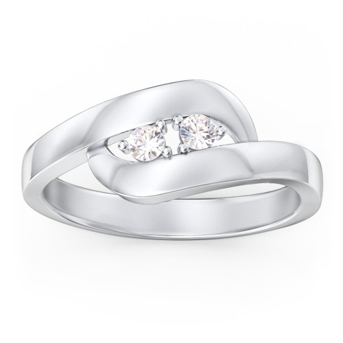 Swirl Double Birthstone Ring – Sterling Silver with Cubic Zirconia