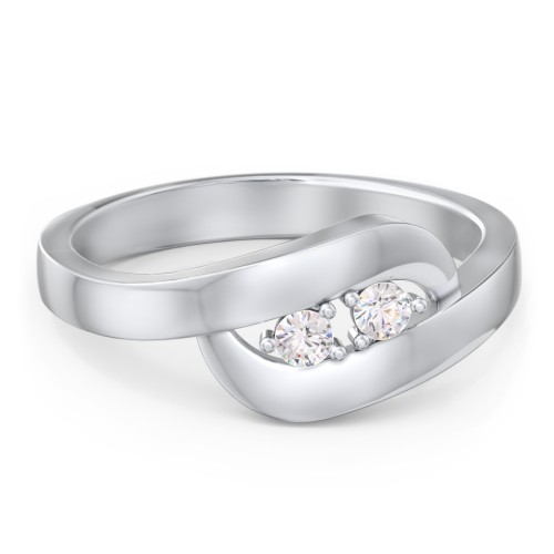 Swirl Double Birthstone Ring – Sterling Silver with Cubic Zirconia