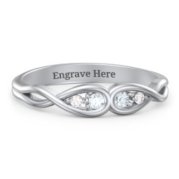 Double Infinity Birthstone Ring with Accents in 925 Sterling Silver with Aquamarine and Diamond