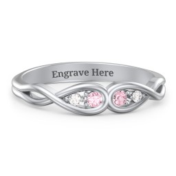 Double Infinity Birthstone Ring with Accents in 925 Sterling Silver with Pink Tourmaline and White Premium Zirconia