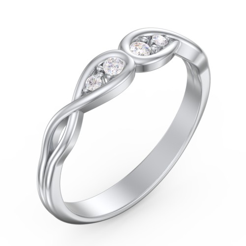 Double Infinity Birthstone Ring with Accents – Sterling Silver with Diamond