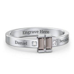 Baguette Birthstone Ring with Accents