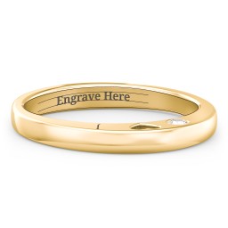Peekaboo Birthstone Ring with Heart Cut Out in 10K Solid Yellow Gold with Cubic Zirconia