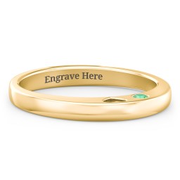 Peekaboo Birthstone Ring with Heart Cut Out in 14K Solid Yellow Gold with Ruby and Emerald