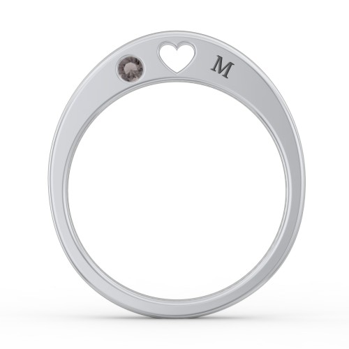 Peekaboo Birthstone Ring with Heart Cut Out