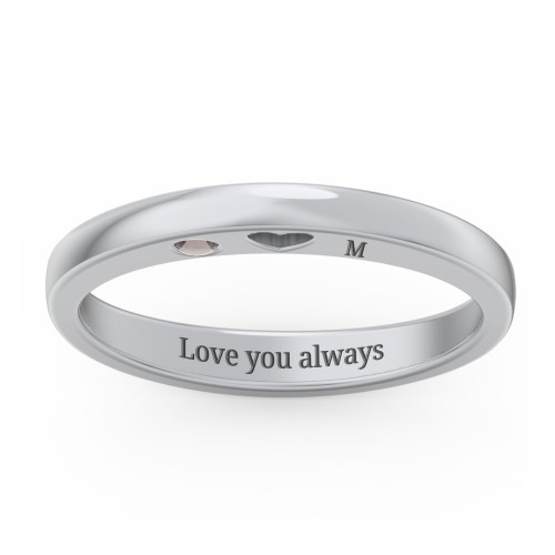 Peekaboo Birthstone Ring with Heart Cut Out