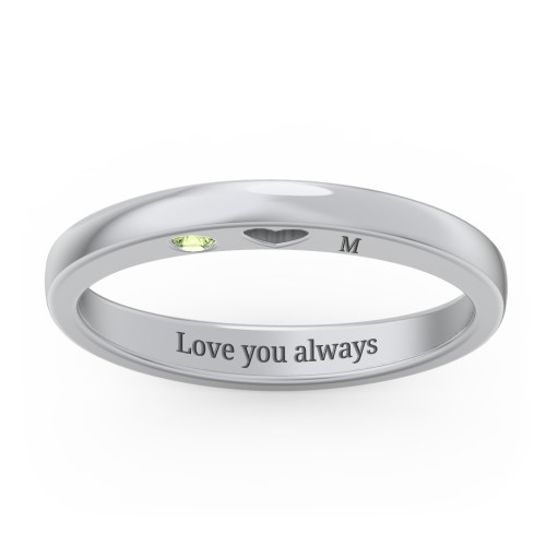 Peekaboo Birthstone Ring with Heart Cut Out