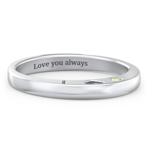 Peekaboo Birthstone Ring with Heart Cut Out