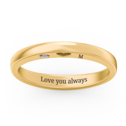 Peekaboo Birthstone Ring with Heart Cut Out – 18K Gold Plated Silver with Smokey Quartz