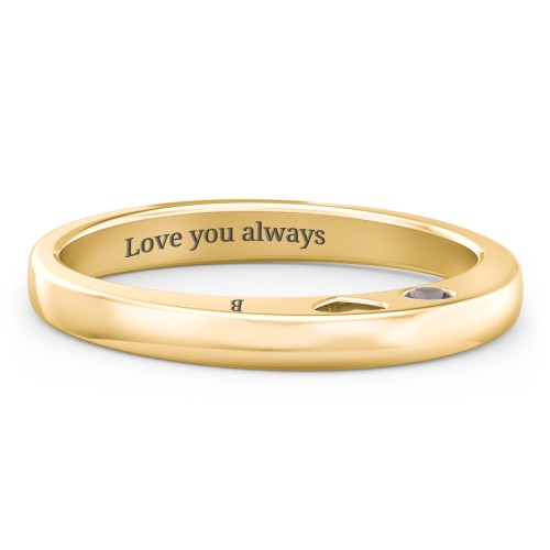 Peekaboo Birthstone Ring with Heart Cut Out – 18K Gold Plated Silver with Smokey Quartz