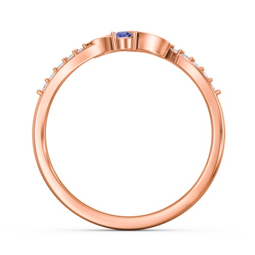 Infinity Heart Ring with Accents – 10K Rose Gold with Blue Sapphire, Ruby, and White Premium Zirconia