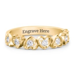 Multi-Heart Ring with Birthstones