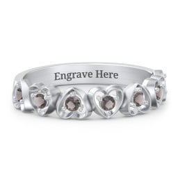 Multi-Heart Ring with Birthstones